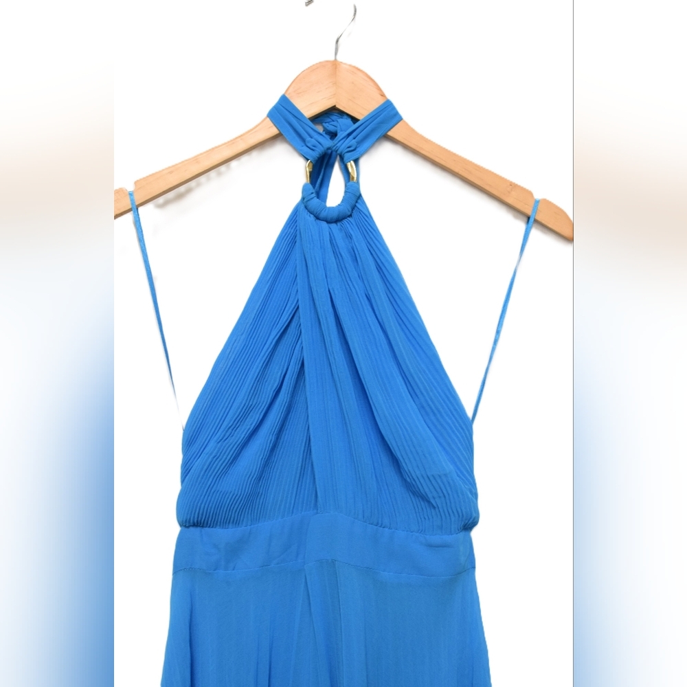 Zara Bright Blue Halter Midi Dress - Picture 4 of 9